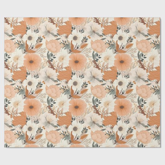 Boho Stil Blume Muster hellen Farben Geschenkpapier (Flach)