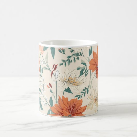 Boho Stil Blume Muster hellen Farben Kaffeetasse (Mittel)
