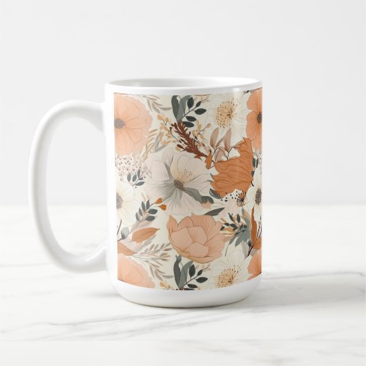 Boho Stil Blume Muster hellen Farben Kaffeetasse (Links)