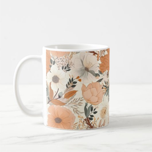Boho Stil Blume Muster hellen Farben Kaffeetasse (Links)