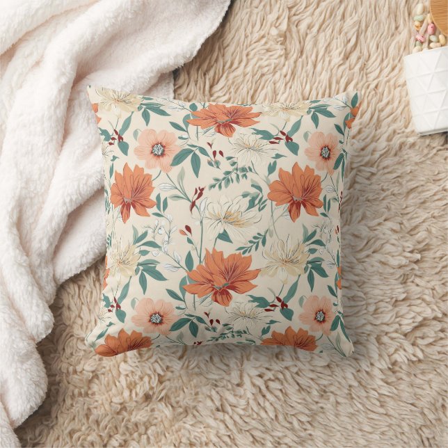 Boho Stil Blume Muster hellen Farben Kissen (Decke)