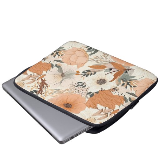 Boho Stil Blume Muster hellen Farben Laptopschutzhülle (Vorne Knopf)
