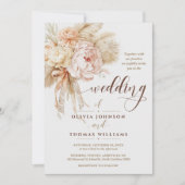 Boho Stil Chic Elegant Bow Creamy Floral Wedding Einladung (Vorderseite)