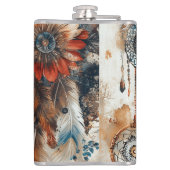 Boho Stil-Design mit Träumern Flachmann (Rückseite)