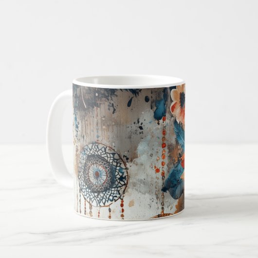 Boho Stil-Design mit Träumern Kaffeetasse (Vorderseite Links)
