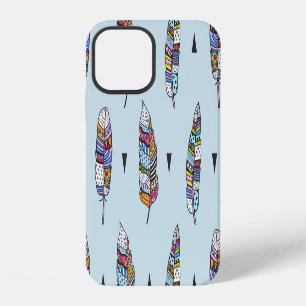 Boho-Stil Feder Handgezeichnet iPhone 12 Hülle