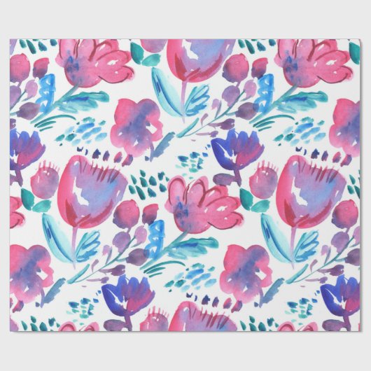 boho Stil florale rustikale Hand gezeichnete Abbil Geschenkpapier (Flach)