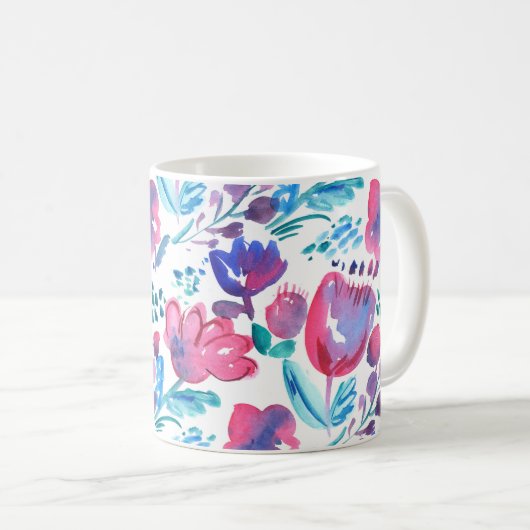 boho Stil florale rustikale Hand gezeichnete Abbil Kaffeetasse (VorderseiteRechts)