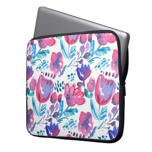 boho Stil florale rustikale Hand gezeichnete Abbil Laptopschutzhülle (Vorderseite Links)