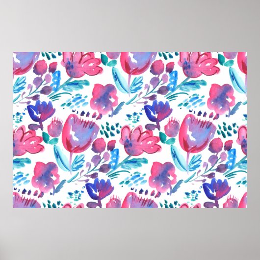 boho Stil florale rustikale Hand gezeichnete Abbil Poster (Vorne)