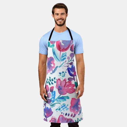 boho Stil florale rustikale Hand gezeichnete Abbil Schürze (Getragen)