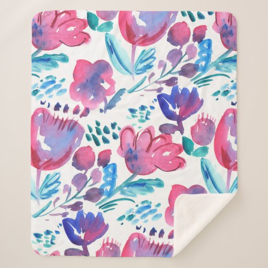 boho Stil florale rustikale Hand gezeichnete Abbil Sherpadecke (Vorderseite)