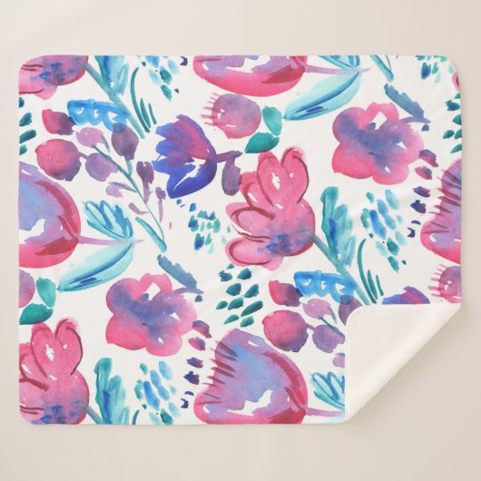 boho Stil florale rustikale Hand gezeichnete Abbil Sherpadecke (Vorderseite (Horizontal))