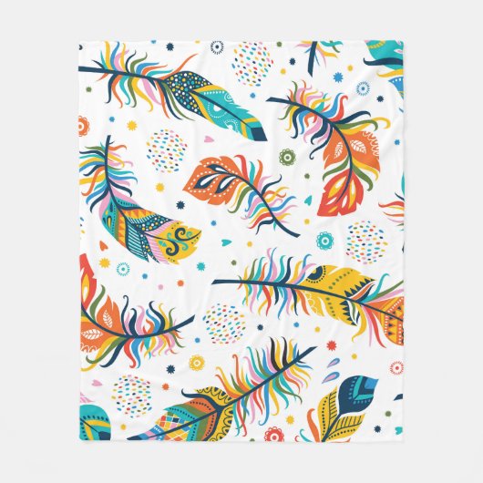 Boho-Stil, nahtloses Feder-Muster. Fleecedecke (Vorderseite)