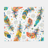 Boho-Stil, nahtloses Feder-Muster. Fleecedecke (Vorderseite (Horizontal))