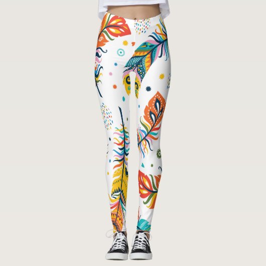 Boho-Stil, nahtloses Feder-Muster. Leggings (Vorderseite)