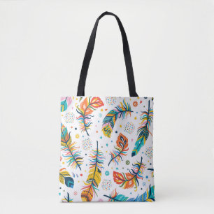 Boho-Stil, nahtloses Feder-Muster. Tasche