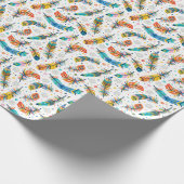 Boho Stil, nahtloses Federmuster. Geschenkpapier (Ecke)