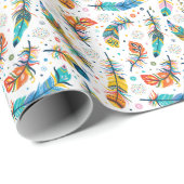 Boho Stil, nahtloses Federmuster. Geschenkpapier (Rolleneckpunkt)