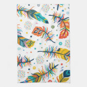 Boho Stil, nahtloses Federmuster. Geschirrtuch (Vertikal)