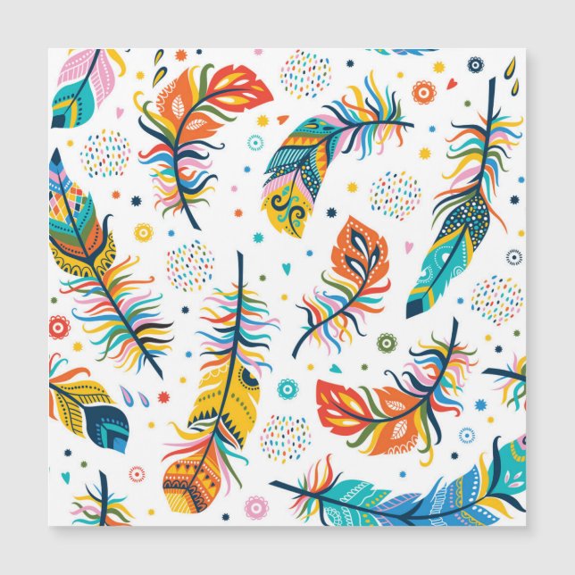 Boho Stil, nahtloses Federmuster. Magnetkarte (Vorderseite)