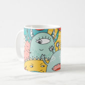 Boho Stil niedliche Monster, nahtlos. Kaffeetasse (Vorderseite Links)