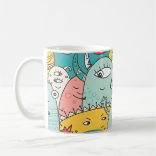 Boho Stil niedliche Monster, nahtlos. Kaffeetasse