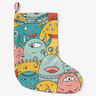 Boho Stil niedliche Monster, nahtlos. Kleiner Weihnachtsstrumpf