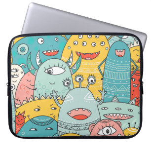 Boho Stil niedliche Monster, nahtlos. Laptopschutzhülle