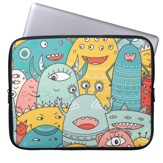 Boho Stil niedliche Monster, nahtlos. Laptopschutzhülle (Vorderseite)