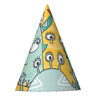 Boho Stil niedliche Monster, nahtlos. Partyhütchen