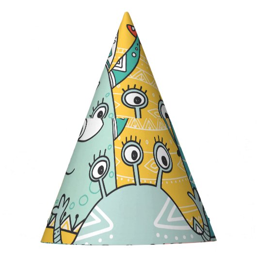 Boho Stil niedliche Monster, nahtlos. Partyhütchen (Vorderseite)