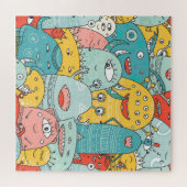 Boho Stil niedliche Monster, nahtlos. Puzzle (Horizontal)