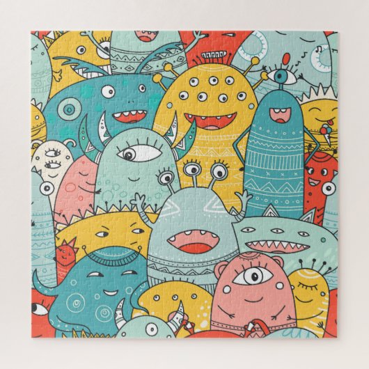 Boho Stil niedliche Monster, nahtlos. Puzzle (Vertikal)