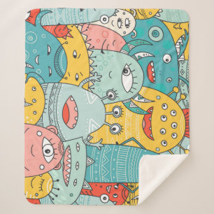 Boho Stil niedliche Monster, nahtlos. Sherpadecke