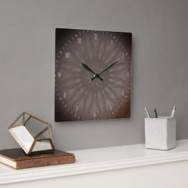 Boho-Stil organischer Sonnenstrahl-Mandala in erdi Quadratische Wanduhr