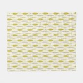 Boho-Stil retro-ethnisches Feder-Gelb-Muster Fleecedecke (Vorderseite (Horizontal))
