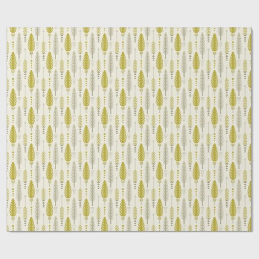Boho-Stil Retro-Ethno-Feder-Gelb-Muster Geschenkpapier (Flach)