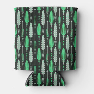Boho Stil Rettro ethnische Feder grün Muster Dosenkühler