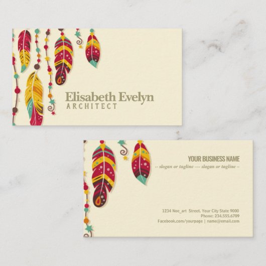 Boho-Stil Visitenkarte (Vorne/Hinten)