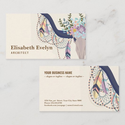 Boho-Stil Visitenkarte (Vorne/Hinten)