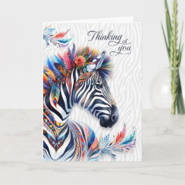 Boho-Stil-Zebrafedern-Denk-an-dich-Leerkarte Karte