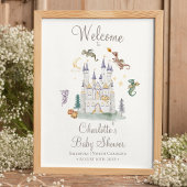 Boho Storybook Dragon Baby Dusche Willkommen Poster