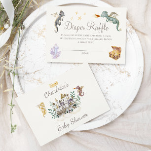 Boho Storybook Dragon Baby Duwer Diaper Raffle Begleitkarte