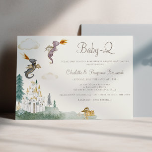Boho Storybook Dragon Baby-Q GRILLEN Baby Shower Einladung