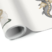 Boho Storybook Dragon Baby Shower Geschenkpapier (Rolleneckpunkt)
