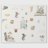 Boho Storybook Dragon Baby Shower Geschenkpapier (Flach)