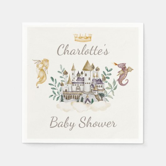 Boho Storybook Dragon Baby Shower Serviette (Vorderseite)