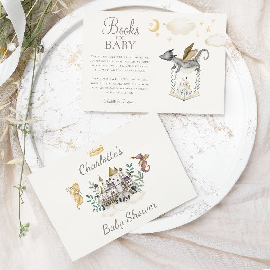Boho Storybook Dragon Babydusche Bücher für Baby Begleitkarte