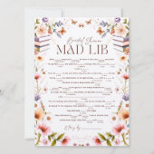 Boho Storybook Floral Mad Libs Brautparty Game (Vorderseite)